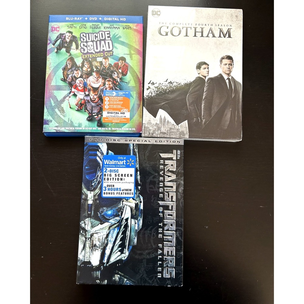 3 Disc Movie Lot Gotham, Transformers Sealed * Suicide Squad Blu Ray DVD